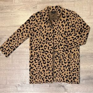 J. Crew Leopard Print Open-Front Cardigan in Camel and Black